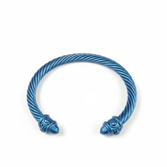 Untamed Cable Cuffs Bangle Bracelet - Blueberry / Stainless Steel - Jewelry