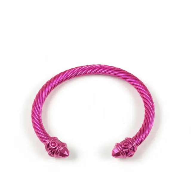 Untamed Cable Cuffs Bangle Bracelet - Dragonfruit / Stainless Steel - Jewelry