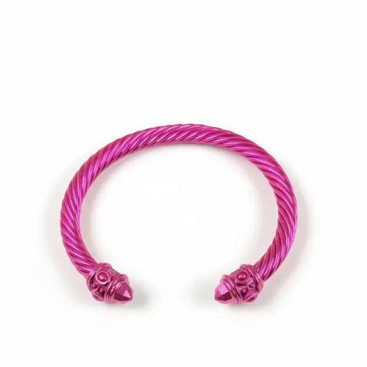 Untamed Cable Cuffs Bangle Bracelet - Dragonfruit / Stainless Steel - Jewelry