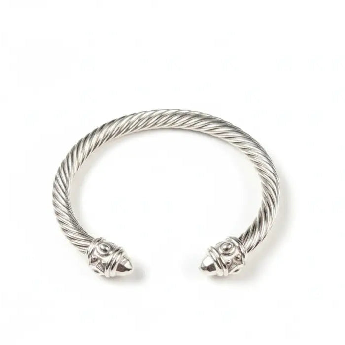 Untamed Cable Cuffs Bangle Bracelet - Silver Frost / Stainless Steel - Jewelry