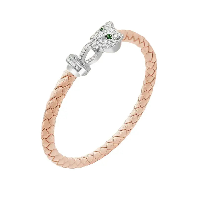 Untamed Cheetah Bracelet - Silver - Light Pink / 6.25in