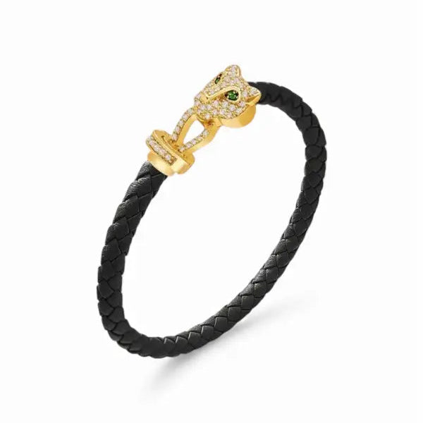 Untamed Cheetah Gold Bangle - Onyx Noir / Extra Large - Jewelry