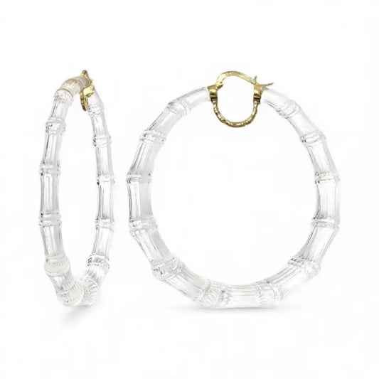 Untamed Clear Bamboo Hoops - 3in - Jewelry