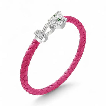 Untamed Pink Cheetah - Silver - Rose / 8.7in - Bracelet