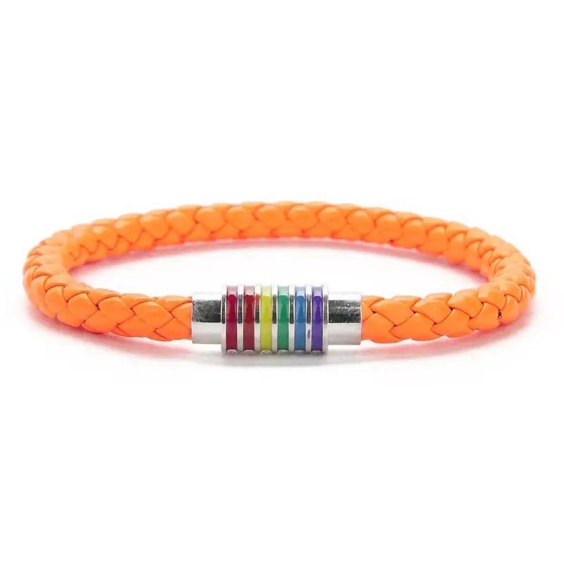 Vibrance Braided Bracelet Collection - Silver - Orange / 7.5in - Jewelry