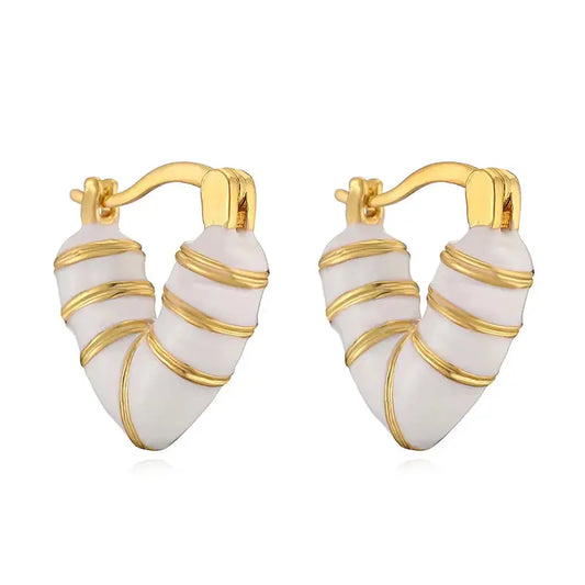 Hecheng,Cute Enamel Colorful Heart Huggies Earrings for Women Rainbow Color Gold Plated Brass Ear Buckles Tiny Piercing