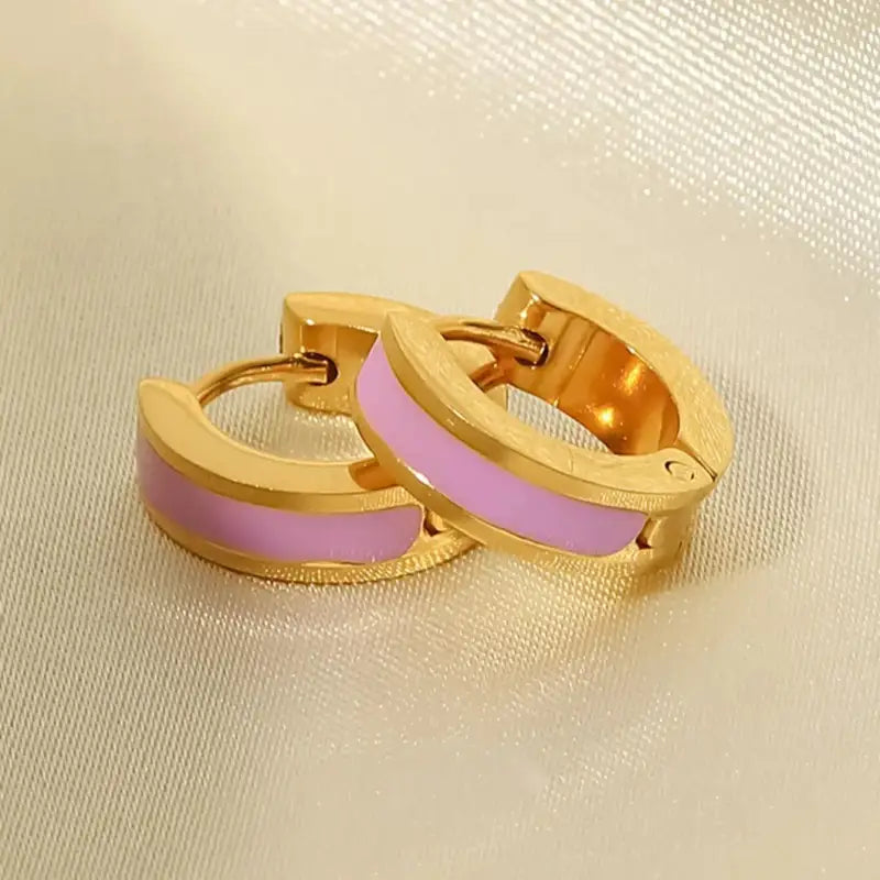 Uworld New Colorful Enamel Stainless Steel round Studs Earrings 2023 Gold Plated Stylish Charm Fashion Jewelry Women Сережки