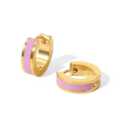 Uworld New Colorful Enamel Stainless Steel round Studs Earrings 2023 Gold Plated Stylish Charm Fashion Jewelry Women Сережки