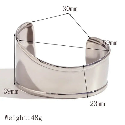 Wave Cuff Bangle - Platinum - Jewelry