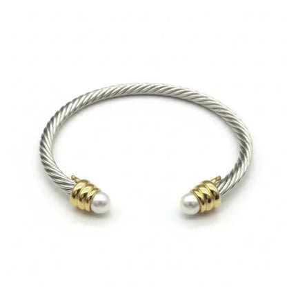 Wholesale Price Fine Cable Wire Twisted Cuff Bracelet Men’s and Women’s 925 Sterling Silver Bangle for Women Men - Pear