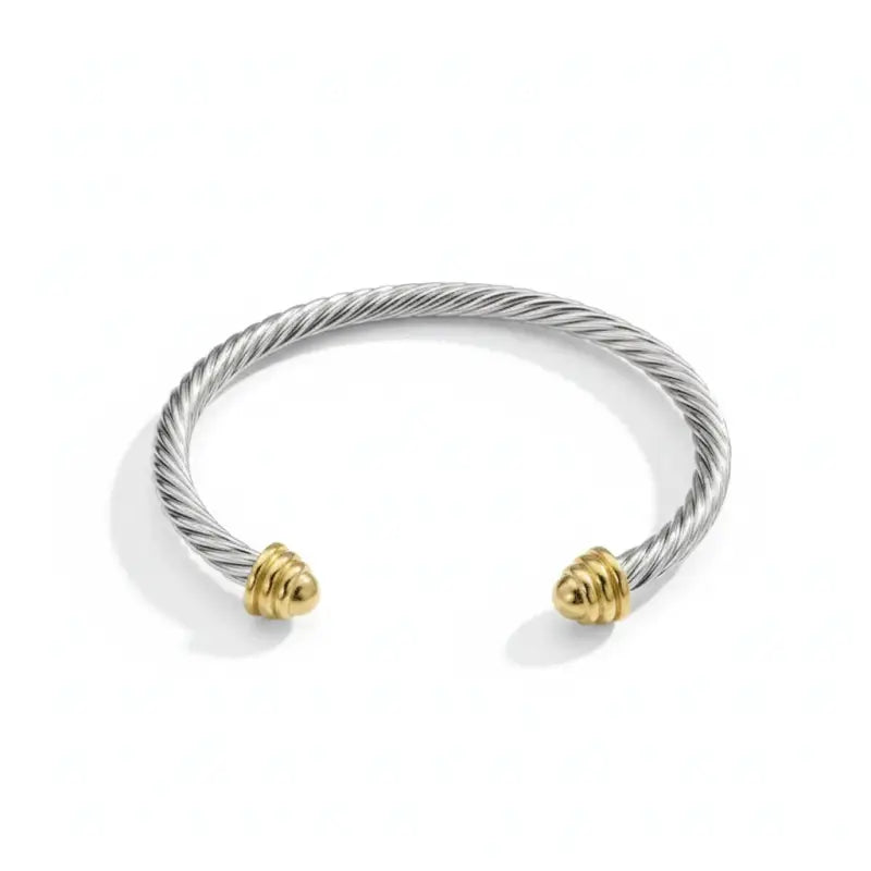 Wholesale Price Fine Cable Wire Twisted Cuff Bracelet Men’s and Women’s 925 Sterling Silver Bangle for Women Men - 5 mm