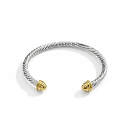 Wholesale Price Fine Cable Wire Twisted Cuff Bracelet Men’s and Women’s 925 Sterling Silver Bangle for Women Men - 5 mm