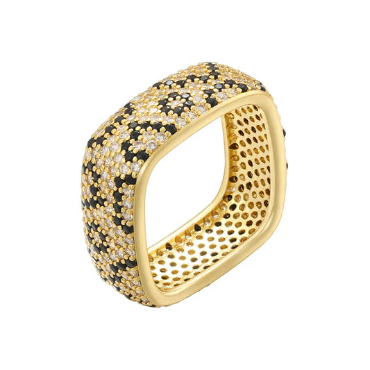 ZHUKOU 18K gold plated square circle ring with cubic zirconia motif for men and women available in wholesale: VJ611