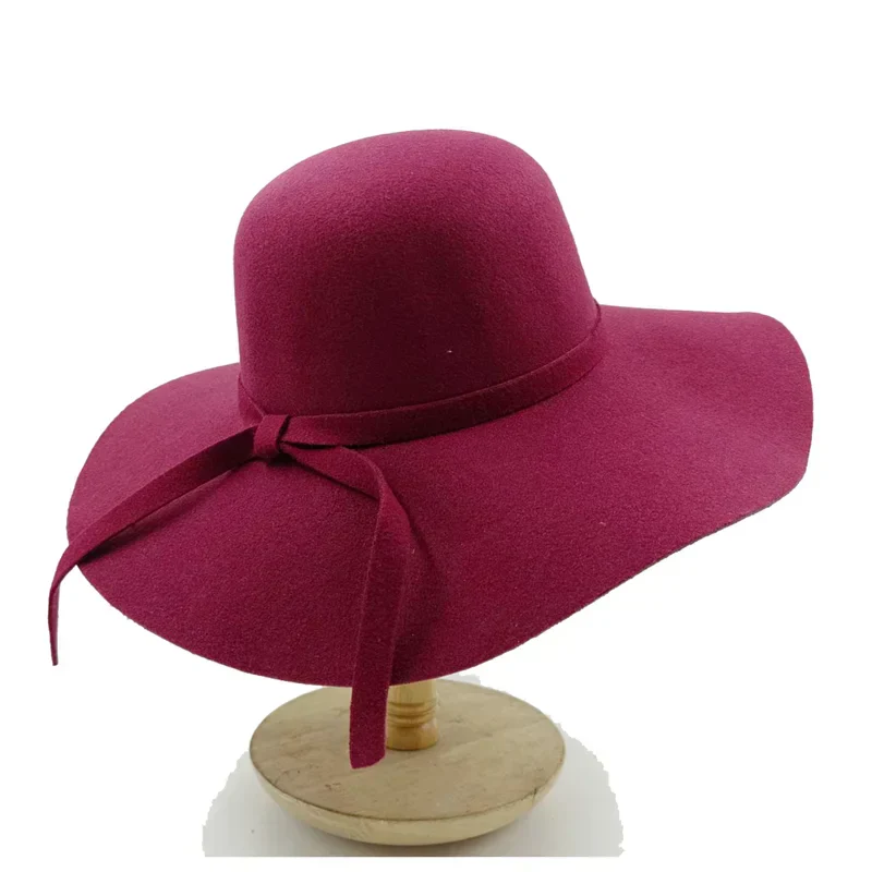 2023 New Fedora Hat Multi color hat women’s curly bow colored felt Men’s large brim party sombrero hombre - 29 / 55