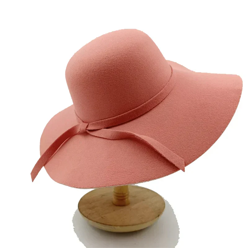 2023 New Fedora Hat Multi color hat women’s curly bow colored felt Men’s large brim party sombrero hombre - 31 / 55