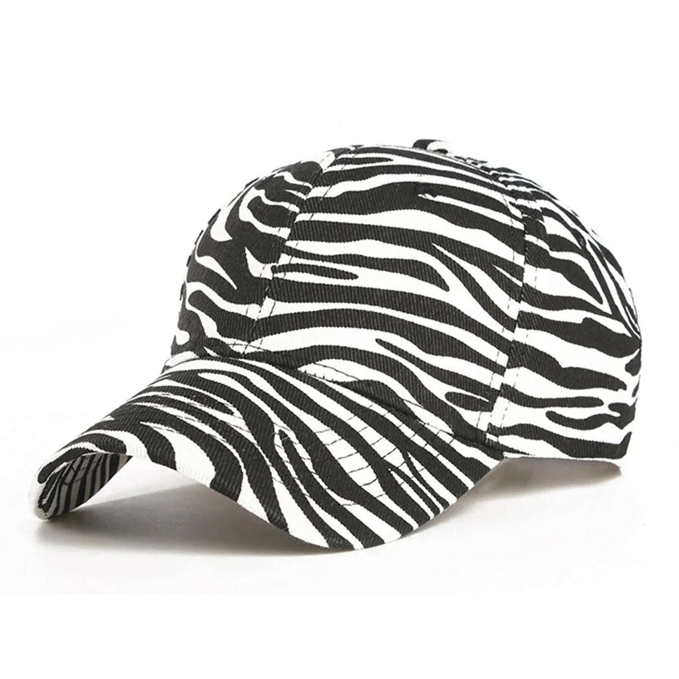 Zebra Stripe European and American Fashion Outdoor Baseball Hat Duck Tongue Sun Sunshade - Black white / One Size